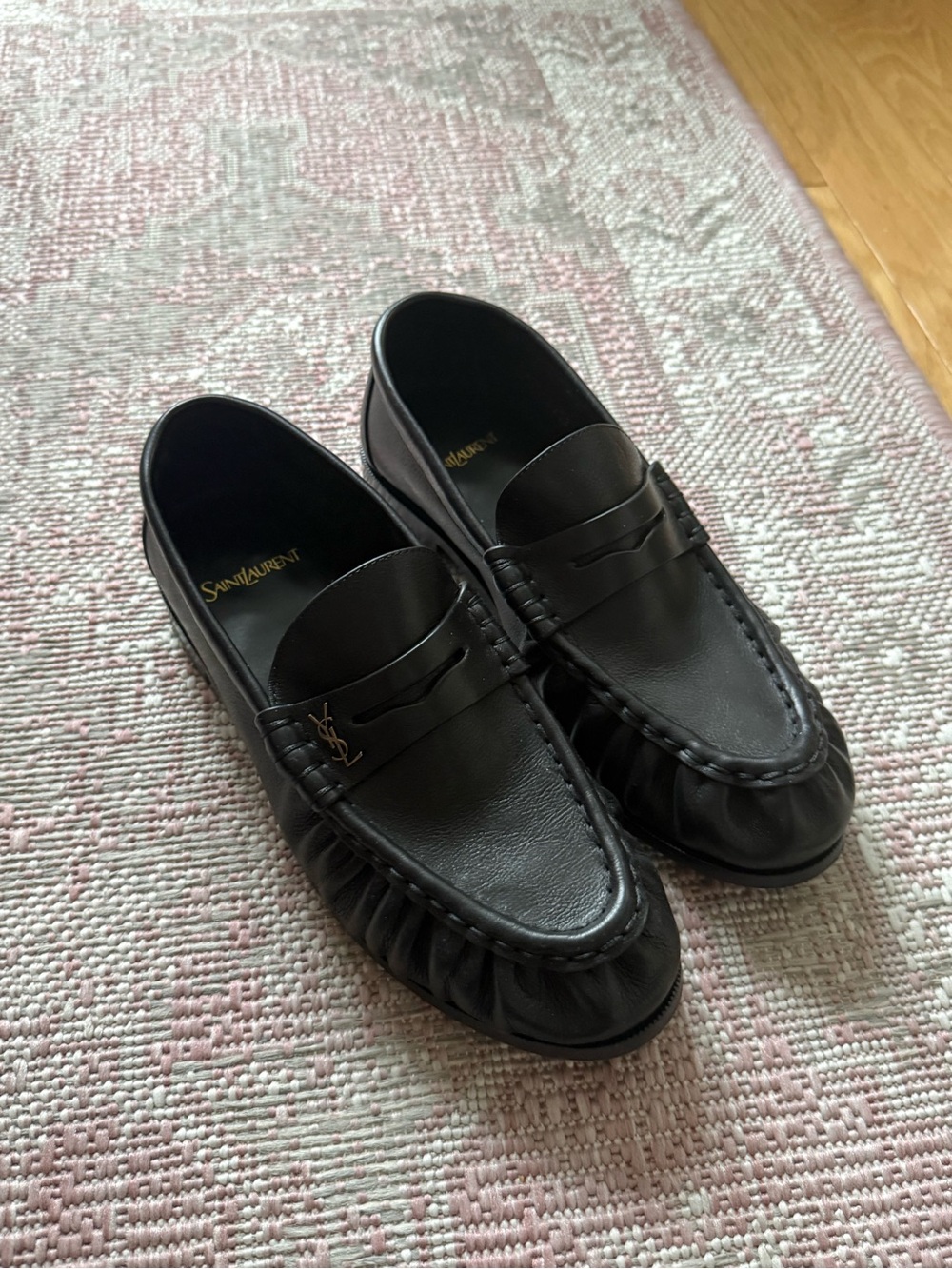 Saint Laurent Black Leather Penny Loafers